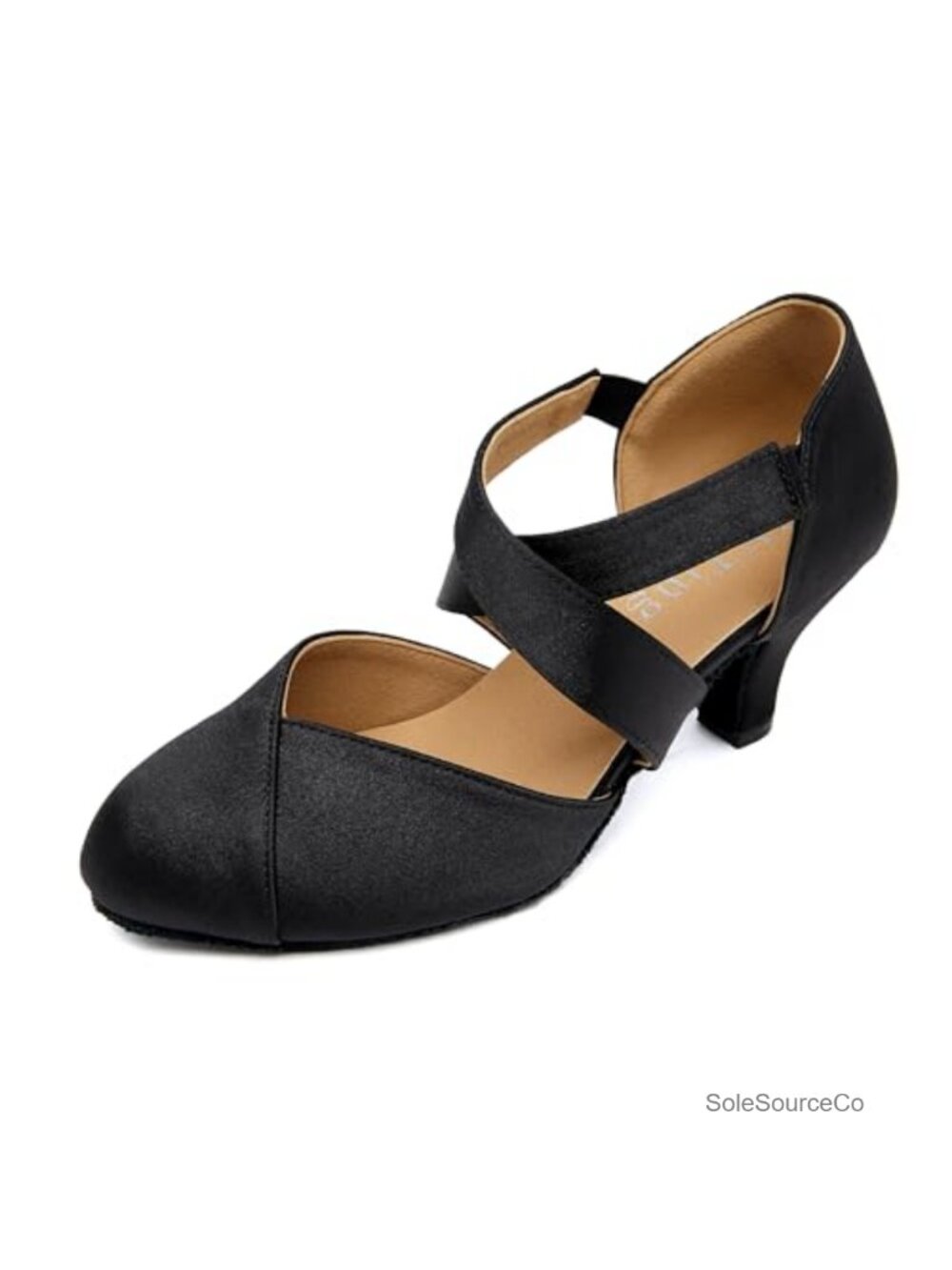 Women's Satin Latin Ballroom Dance Shoes 2.5" Heel Closed Toe Suede Sole